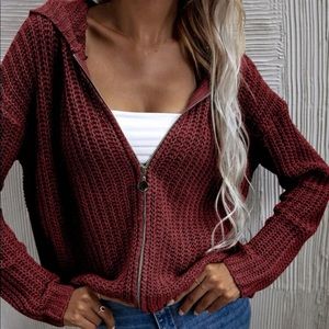 SHEIN Hooded Zip Neck Cardigan